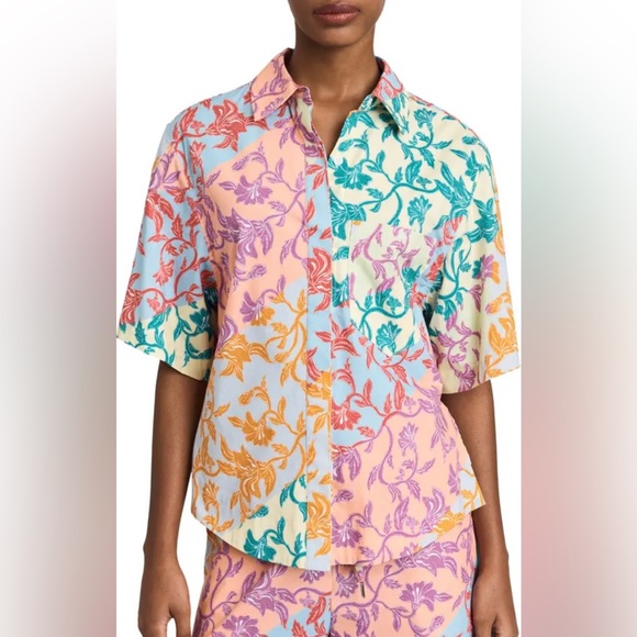 Keaton Floral Mix Print Stretch Cotton Shirt - Picture 1 of 8